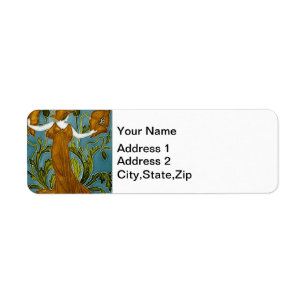Walter Crane Art Nouveau Orange Poppy Maiden Return Address Label