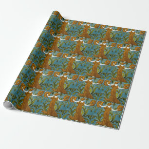 Walter Crane Art Nouveau Orange Poppy Maiden Wrapping Paper