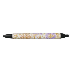 Walter Crane Arts and Crafts Purple Floral Art Black Ink Pen