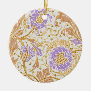 Walter Crane Arts and Crafts Purple Floral Art Ceramic Ornament