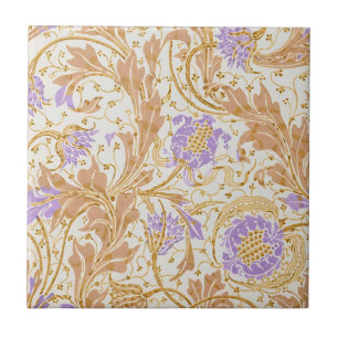 Walter Crane Arts and Crafts Purple Floral Art Ceramic Tile