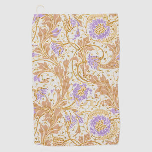 Walter Crane Arts and Crafts Purple Floral Art Golf Towel