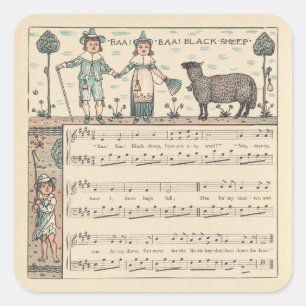 Walter Crane Baa Baa Black Sheep Nursery Rhyme  Square Sticker