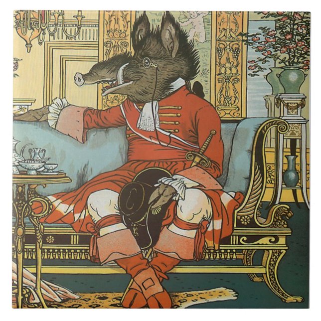 Walter Crane Beauty & Beast c1885 Repro Beast Tile (Front)