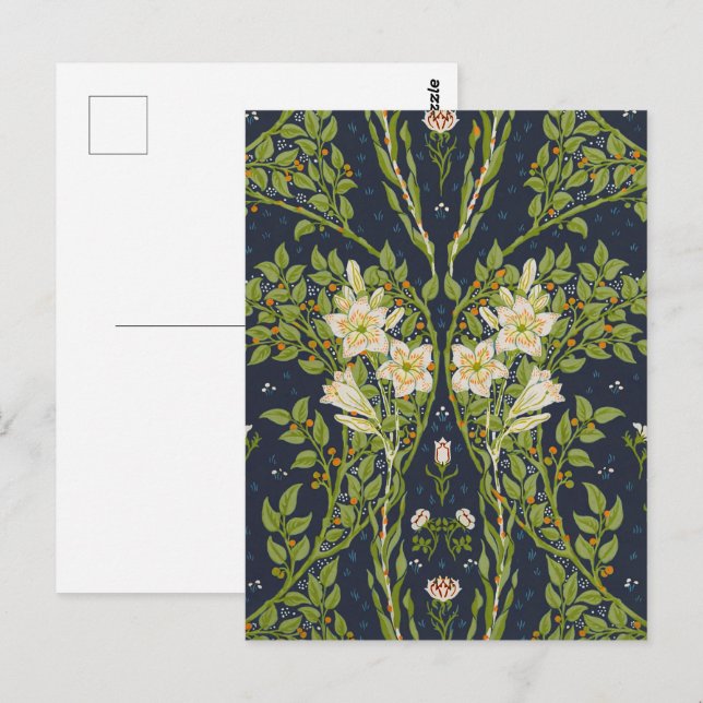 Walter Crane Berried Branches with White Lilies Postcard (Front/Back)