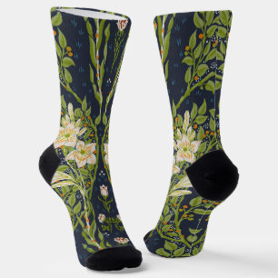 Walter Crane Berried Branches with White Lilies Socks