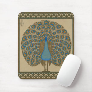 Walter Crane Blue Peacock with its tail outspread Mouse Pad