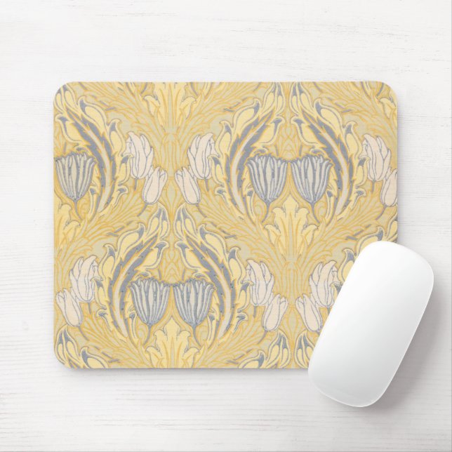 Walter Crane Blue White Tulips & Acanthus Mouse Pad (With Mouse)