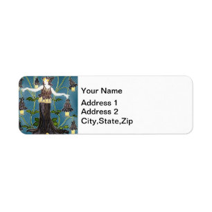 Walter Crane Columbine Art Nouveau Purple Flower Return Address Label