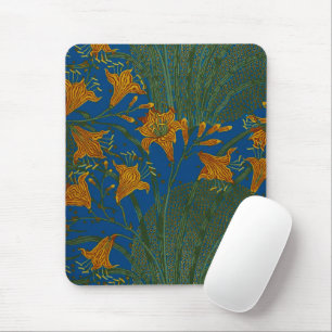 Walter Crane Day Lily Floral Wallpaper Design Mouse Pad