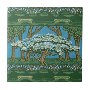 Walter Crane May Tree Wallpaper Green Blue Ceramic Tile
