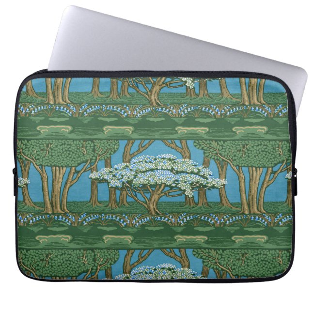 Walter Crane May Tree Wallpaper Green Blue Laptop Sleeve (Front)