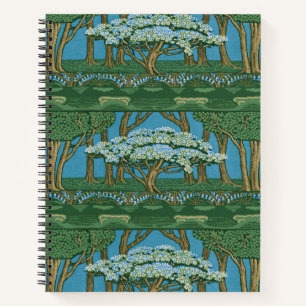 Walter Crane May Tree Wallpaper Green Blue Notebook