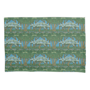 Walter Crane May Tree Wallpaper Green Blue Pillowcase