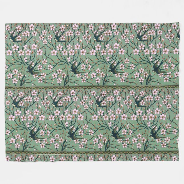 Walter Crane Swallows and Almonds Fleece Blanket (Front (Horizontal))
