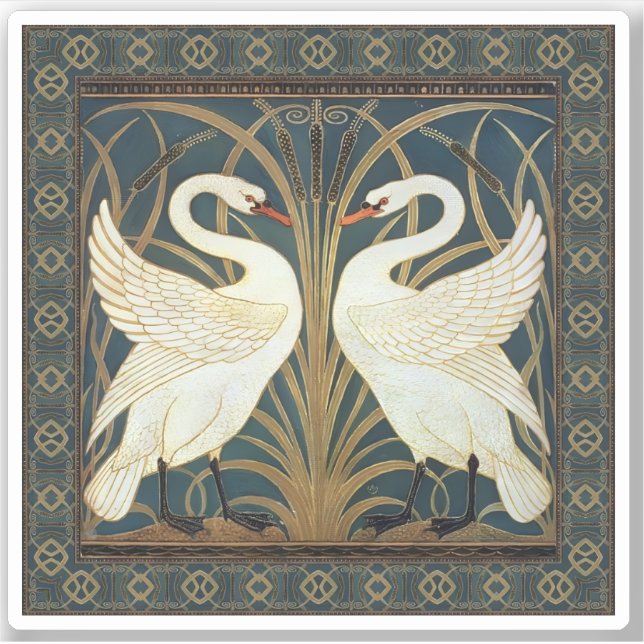 Walter Crane Swan, Rush And Iris Art Nouveau  (Front)