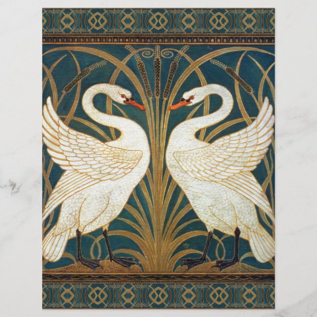Walter Crane Swan, Rush And Iris Art Nouveau (Front)