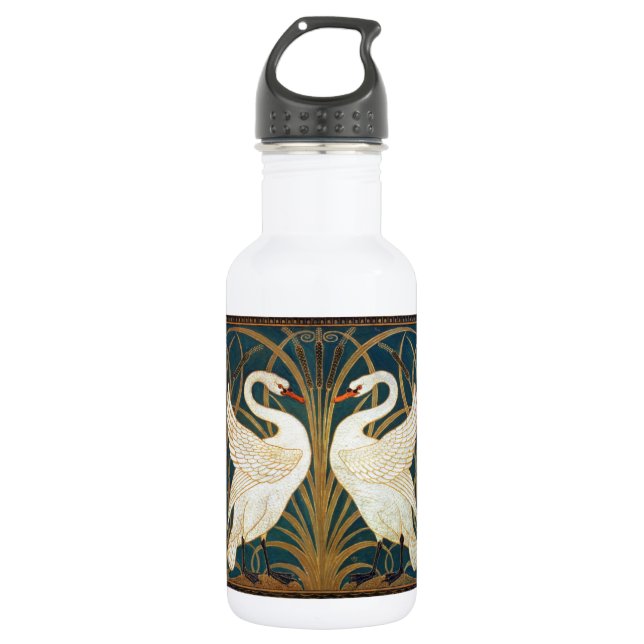 Walter Crane Swan, Rush And Iris Art Nouveau 532 Ml Water Bottle (Front)