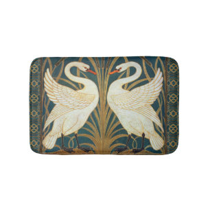Walter Crane Swan, Rush And Iris Art Nouveau Bath Mat