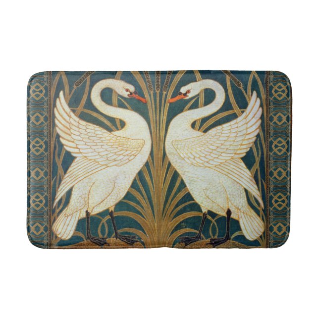 Walter Crane Swan, Rush And Iris Art Nouveau Bath Mat (Front)