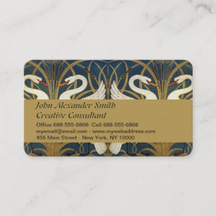 Walter Crane - Swan, Rush And Iris Art Nouveau Business Card