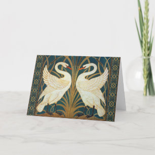 Walter Crane Swan, Rush And Iris Art Nouveau Card