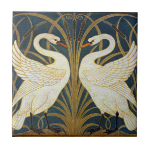 Walter Crane - Swan, Rush And Iris Art Nouveau Ceramic Tile