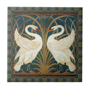 Walter Crane Swan, Rush And Iris Art Nouveau Ceramic Tile