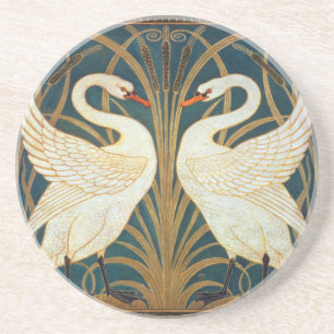 Walter Crane Swan, Rush And Iris Art Nouveau Coaster