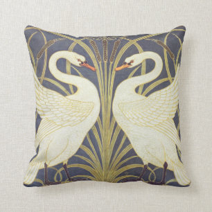 Walter Crane Swan, Rush And Iris Art Nouveau Cushion