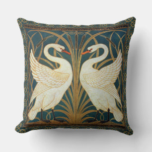 Walter Crane Swan, Rush And Iris Art Nouveau Cushion