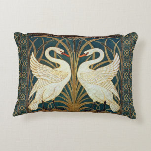 Walter Crane Swan, Rush And Iris Art Nouveau Decorative Cushion