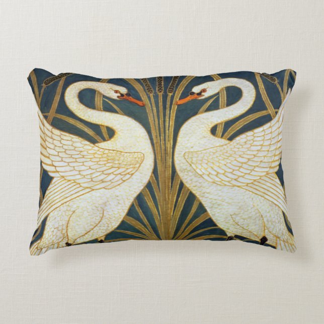 Walter Crane - Swan, Rush And Iris Art Nouveau Decorative Cushion (Front)