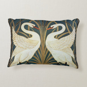 Walter Crane Swan, Rush And Iris Art Nouveau Decorative Cushion