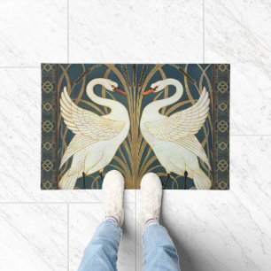 Walter Crane Swan, Rush And Iris Art Nouveau Doormat