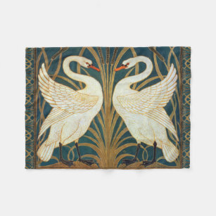 Walter Crane Swan, Rush And Iris Art Nouveau Fleece Blanket
