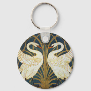 Walter Crane - Swan, Rush And Iris Art Nouveau Key Ring