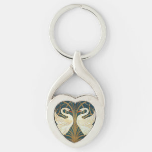 Walter Crane Swan, Rush And Iris Art Nouveau Key Ring