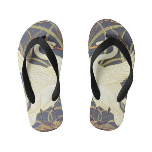 Walter Crane Swan, Rush And Iris Art Nouveau Kid's Thongs