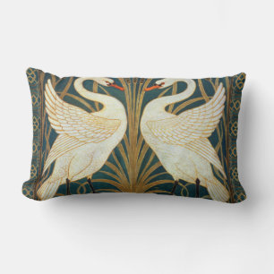 Walter Crane Swan, Rush And Iris Art Nouveau Lumbar Cushion