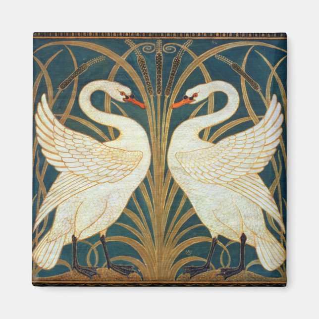 Walter Crane Swan, Rush And Iris Art Nouveau Magnet (Front)