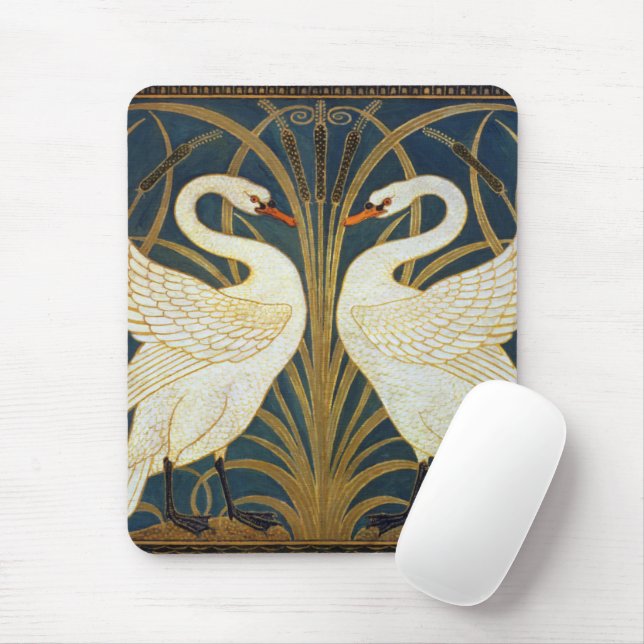 Walter Crane - Swan, Rush And Iris Art Nouveau Mouse Pad (With Mouse)