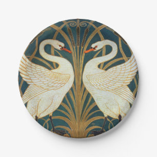 Walter Crane Swan, Rush And Iris Art Nouveau Paper Plate