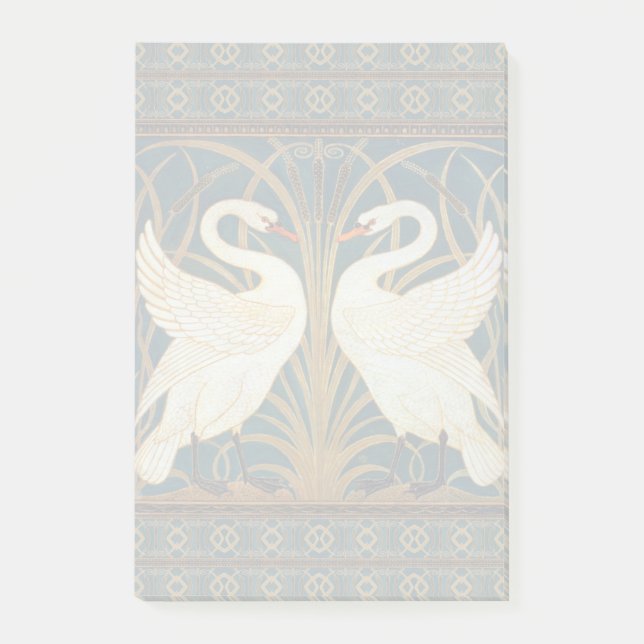 Walter Crane Swan, Rush And Iris Art Nouveau Post-it Notes (Front)