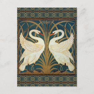 Walter Crane Swan, Rush And Iris Art Nouveau Postcard