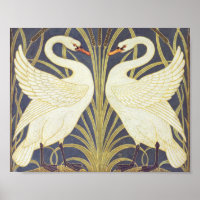 Walter Crane Swan, Rush And Iris Art Nouveau