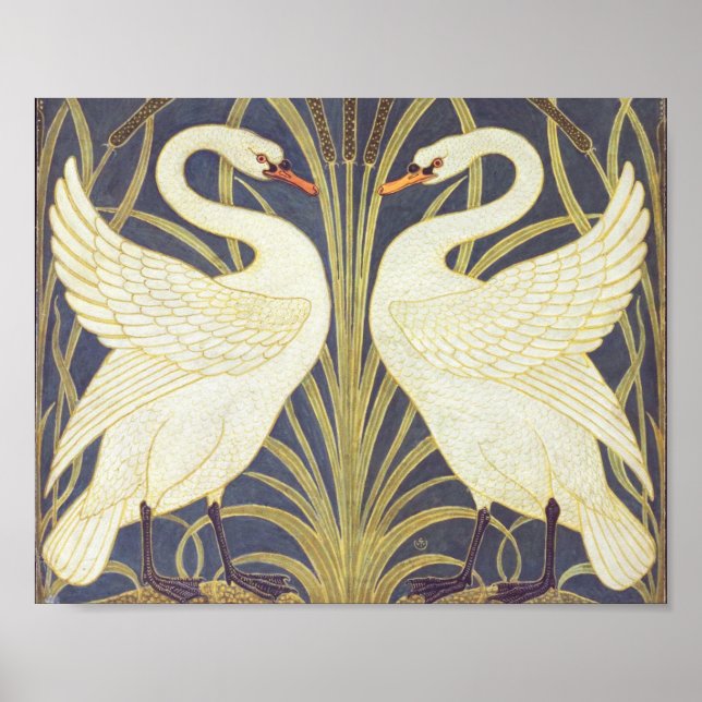 Walter Crane Swan, Rush And Iris Art Nouveau Poster (Front)