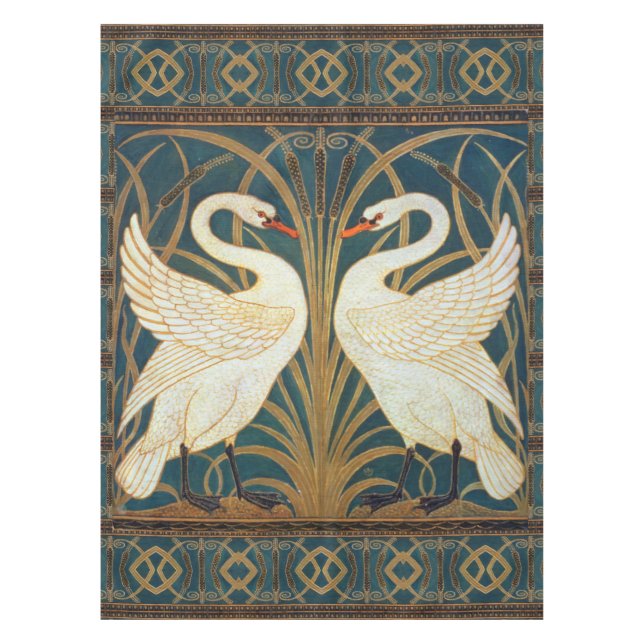 Walter Crane Swan, Rush And Iris Art Nouveau Tablecloth (Front)