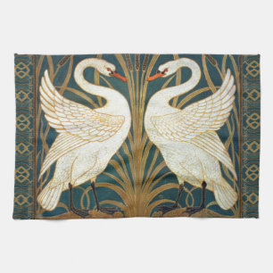 Walter Crane Swan, Rush And Iris Art Nouveau Tea Towel