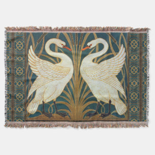 Walter Crane Swan, Rush And Iris Art Nouveau Throw Blanket